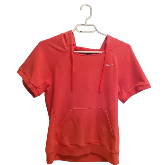 Light Red Nike Short-Sleeved Sweater with Hood - Picture 1 of 3